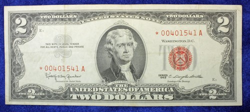 1963 two dollar red seal - $2,